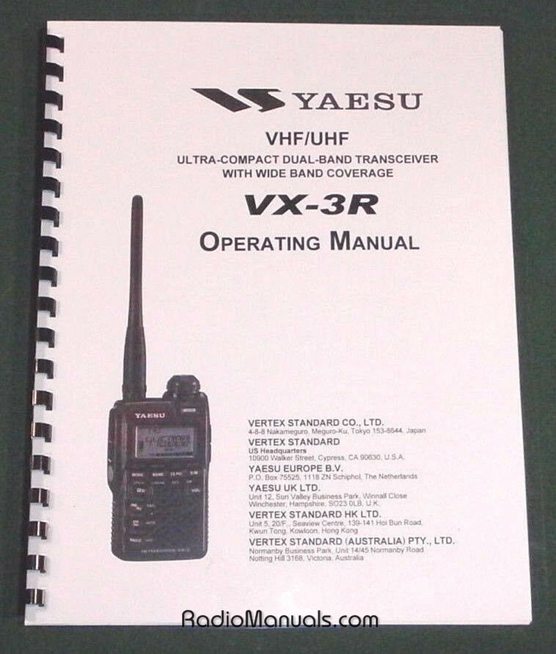 Yaesu VX-3R Instruction Manual